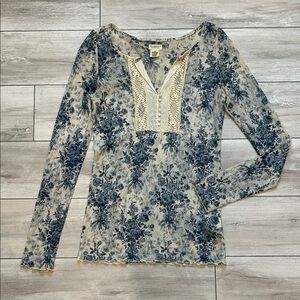 Ralph Lauren Denim & Supply blue lace long sleeve top size medium